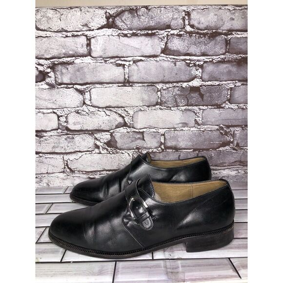 OGGI Black Leather Monk Strap Loafers Dress Shoes Men Sz 9M US/42EU - Picture 2 of 16